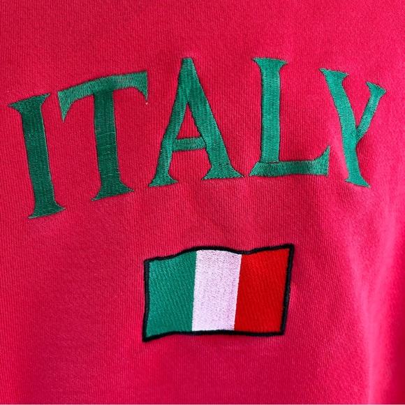 Vintage Y2K Emboidered ITALY Flag‎ Red Sweatshirt Size XL w/ Flaw 80s 90s USA - Picture 10 of 15